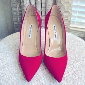 Hot Pink Suede Manolo Blahnik BB 105 Sz 40